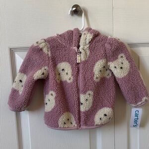 Carter's Mauve Fleece Jacket with Bear Design